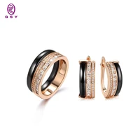 ceramic free shipping earrings three layers ring jewelry set white zircon women 2021 trend praty gift qsy