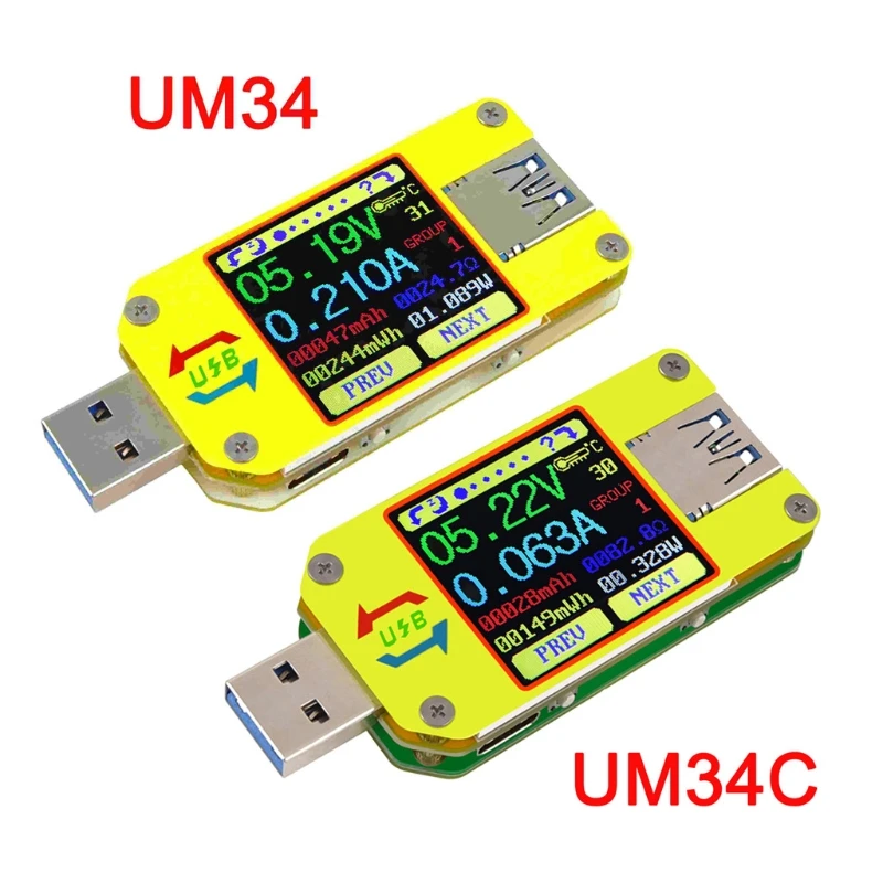 UM34 UM34C Для APP USB 3 0 Type-C испытательный Вольтметр Амперметр измерение заряда батареи