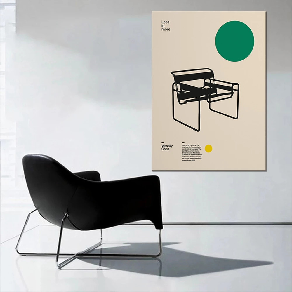 Poster Wassily Chair Marcel Breuer Minimal Furniture Bauhaus Design Canvas Painting for Bedroom Living Room Bathroom Library O |