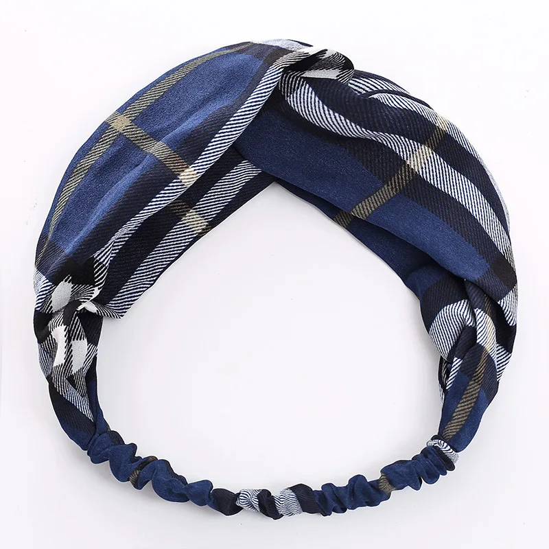 Повязка для волос женская цветной тюрбан в клетку аксессуары Цветочный