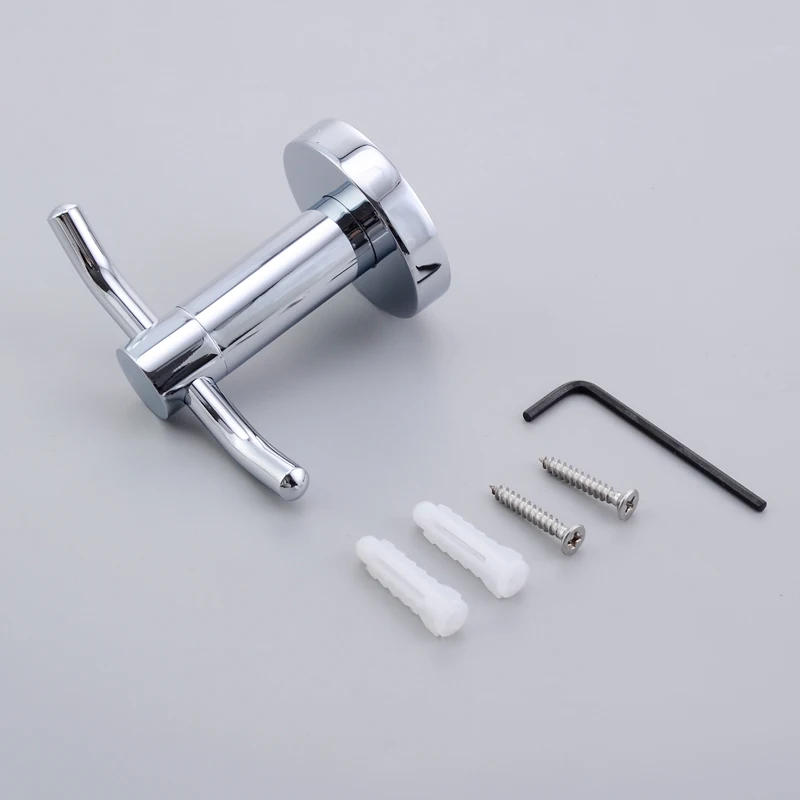 

Bathroom Hardware Chrome Plating Brass Robe Hooks Wall Mounted Clothes Hanger Kitchen Bathroom Lavatory Rustproof Towel Hooks