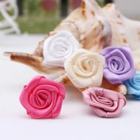 30pcslot 2cm polyester satin ribbon rose flower silk fabric flower handmade diy wedding bouquet flower hair cloth accessories