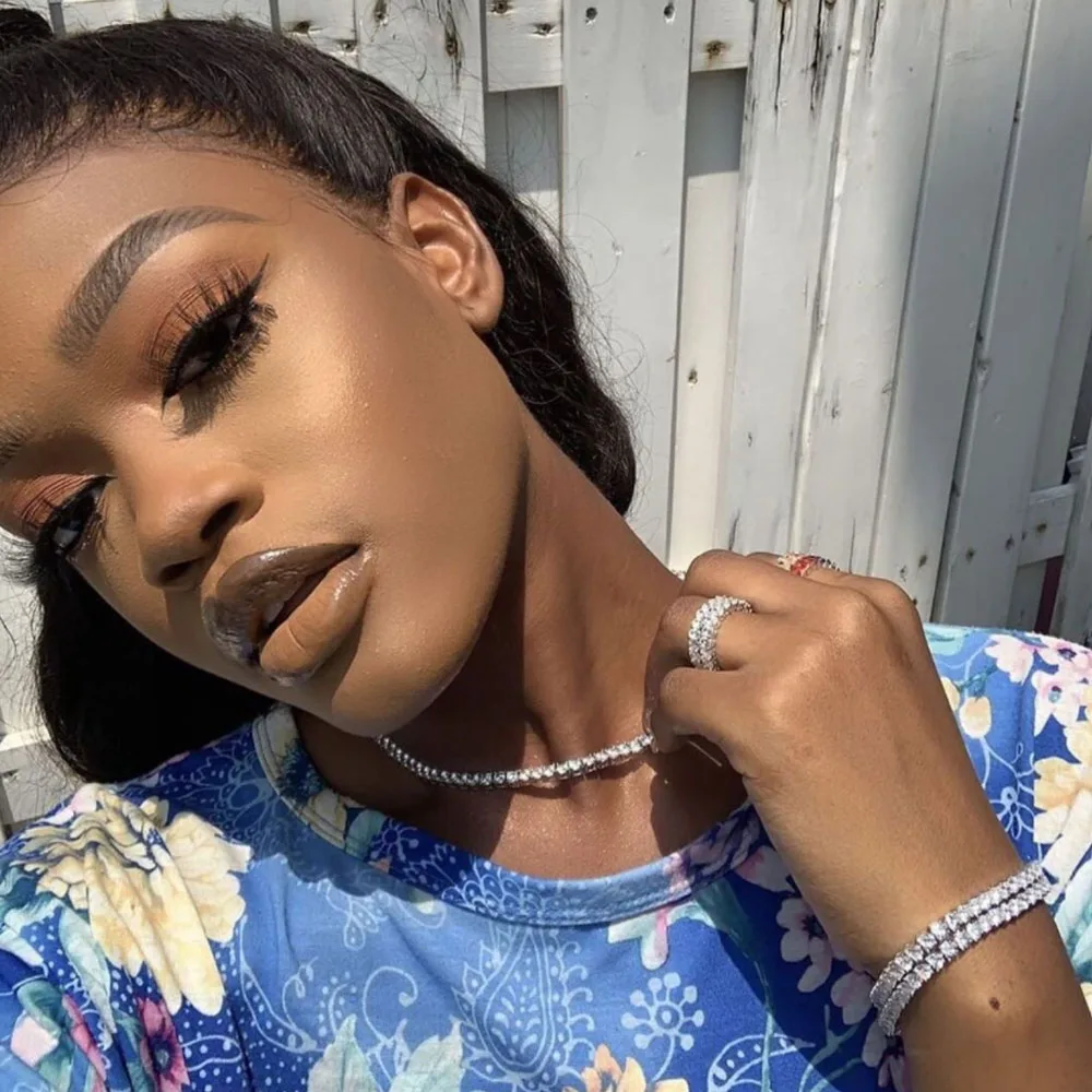 

Fashion simple 1 row Rhinestone men's hip hop Necklace rapper Necklace ice TENNIS NECKLACE shiny women's Necklace Jewelry Gift