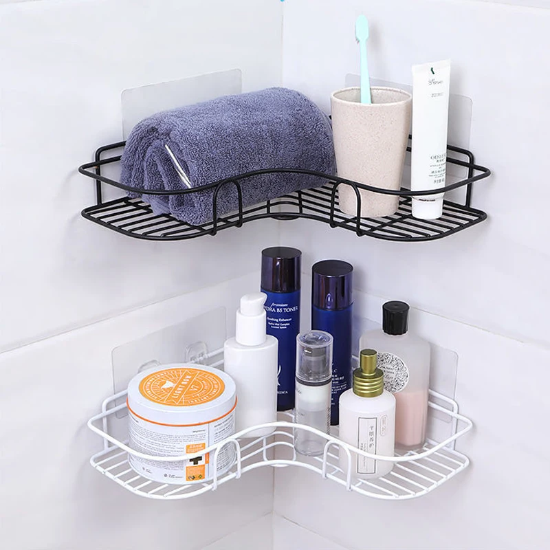 Полка для ванной комнаты угловая полка на присоске без отверстий хранения из