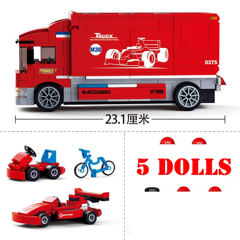

School Bus Truck Building Blocks City Car Vehicle Friends Wagon Lorry Cargo Van Automobile Models Sets Construction Toys