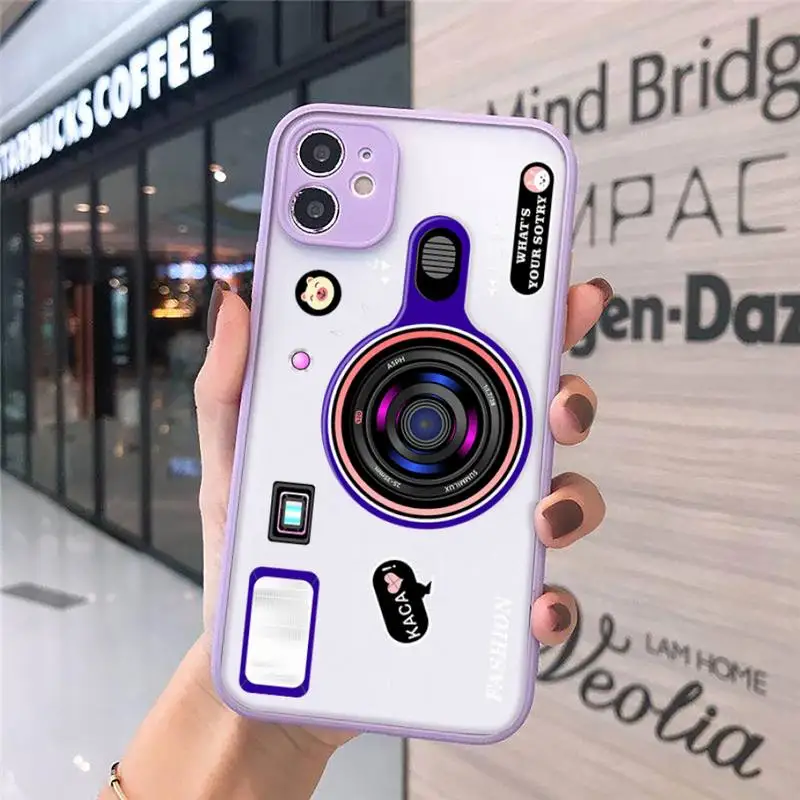 

Fashion luxury camera shell Phone Cases matte transparent For iphone 7 8 11 12 plus mini x xs xr pro max cover