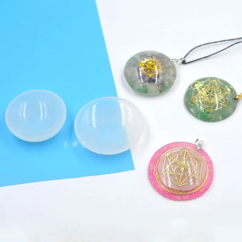 

4pcs Resin Mold Flat Half Round Organ Energy Tower Pendant Silicone Resin Mold Jewelry Making
