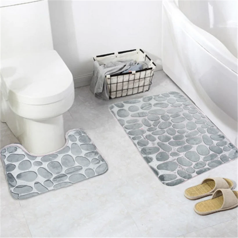 

50*80cm 40*50cm 2 in 1 Non-Slip Floor Mat Kitchen Door Floor Bathroom Toilet Mat Bath Rug Anti-Slip Floor Mat Bathroom Floor Mat