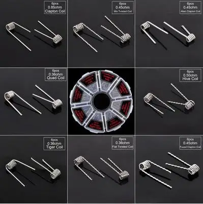 Набор намоток Coil Father A1 8 в 1 готовые катушки Hive Quad Tiger Fused Clapton Mix Twisted Alien|Детали