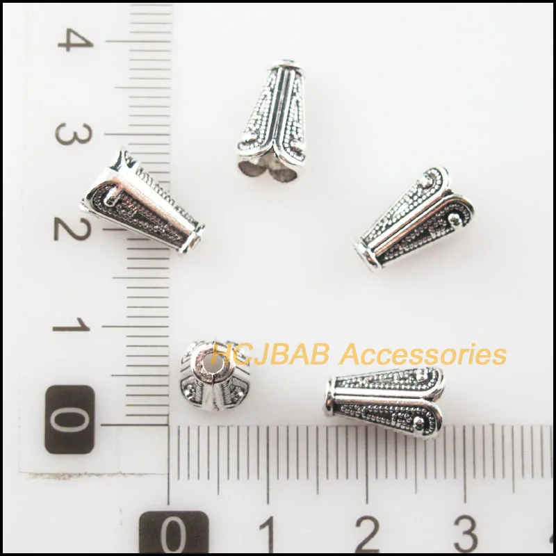Модные 35 шт. Тибетский серебристый цвет конус Рог Spacer Бусины в форме разъемы 8x12mm |