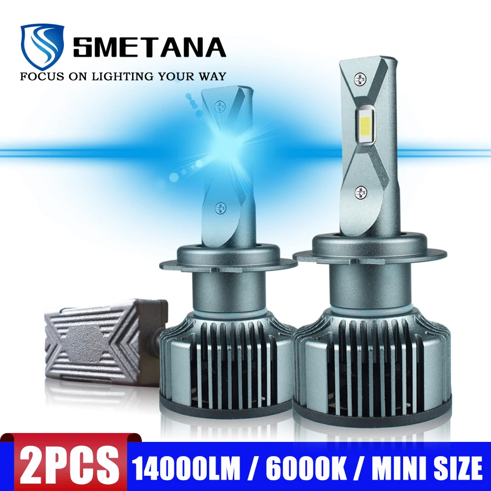 

H7 LED Headlight Bulbs with Samsung Chips Canbus Mini Size SMETANA H4 H1 H11 H8 H9 9005 9006 14000LM 6000K Fog Lights