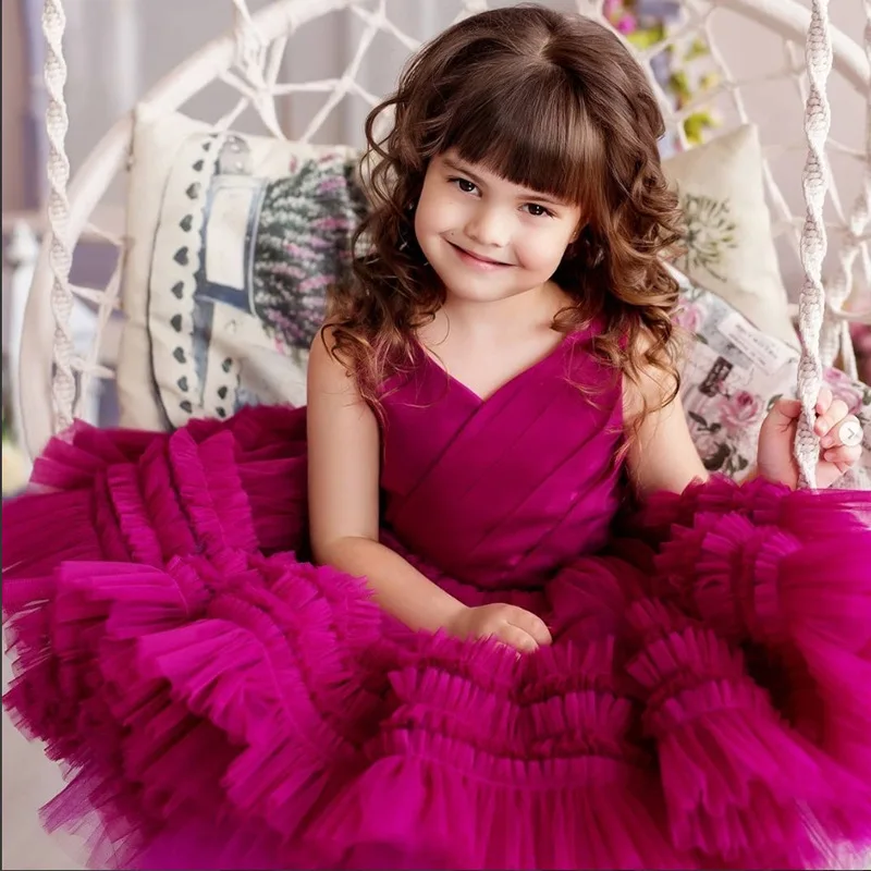 

Новое Детское платье-пачка для дня рождения, вечерние нее платье принцессы для девочек, элегантное кружевное детское платье подружки невес...