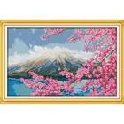 Joy Sunday Вишневое дерево на горе Fuji японские наборы для вышивки крестиком с подсчетом Китайская вышивка украшения для дома