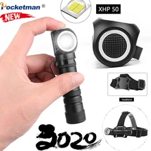 Most bright 3 In 1 Muti-Function XHP50 LED flashlight magnetic charging can as headlights 12 lens torch built-in 18650 battery