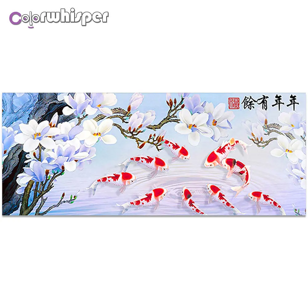 Daimond картина полностью квадратная/круглая китайская пейзажная Живопись Рыба