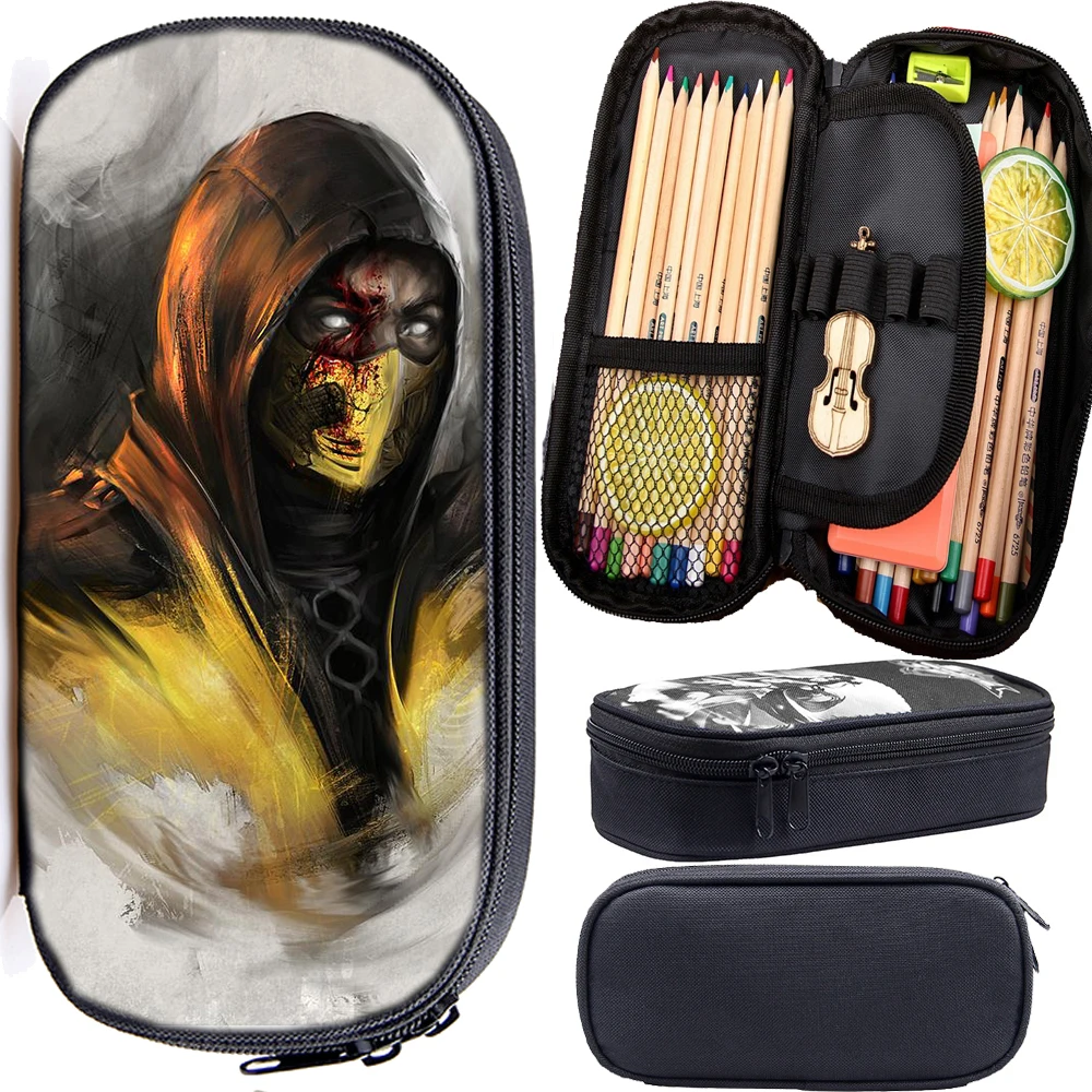 Новинка Скорпион в Mortal Kombat X маска пенал чехол для мальчиков и девочек школьный