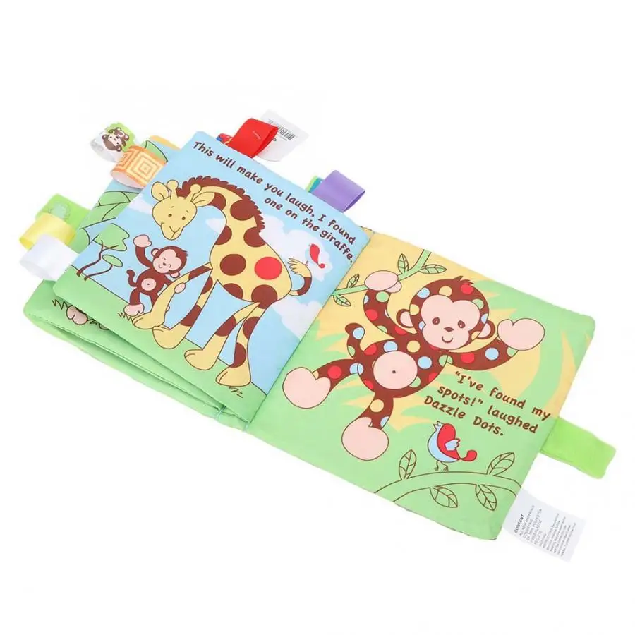 Обучающие тканевые книжки для новорожденных с изображением животных обезьяны