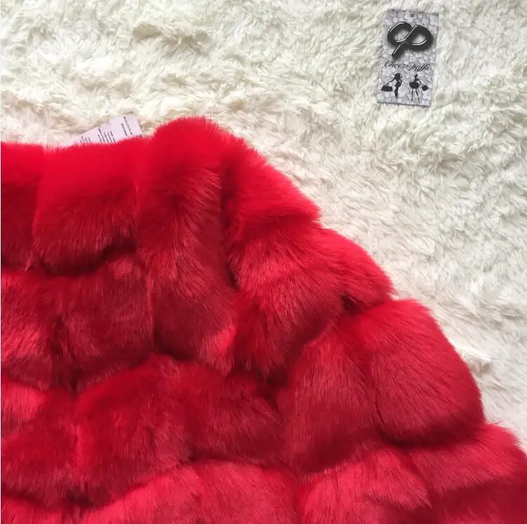 CP42 Red CP искусственный мех Заводская шуба из искусственного лисьего меха женская зимняя мода искусственный мех с капюшоном пальто женское искусственный Лисий жакет из меха CP42 - Цвет: CP42 Red
