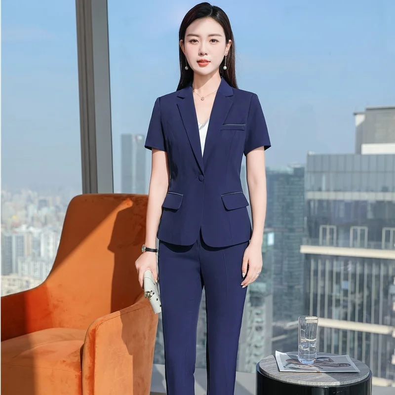 2021 New Women 2 Piece Set Suit  Blazer and Trousers&Skirt for Women Career Interview OL Styles Professional Blazers Pants Suits