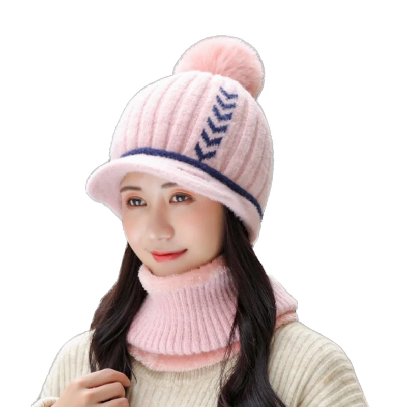 Зимняя шапка женские облегающие шапки толстые теплые шапочки зимняя вязаная