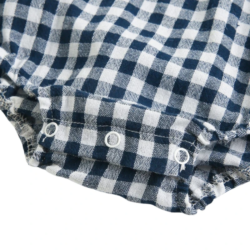 

2021 New Newborn Infant Baby Girls Bodysuits Summer Plaid Print Romper Jumpsuit Children Baby Girl Clothes 0-24M