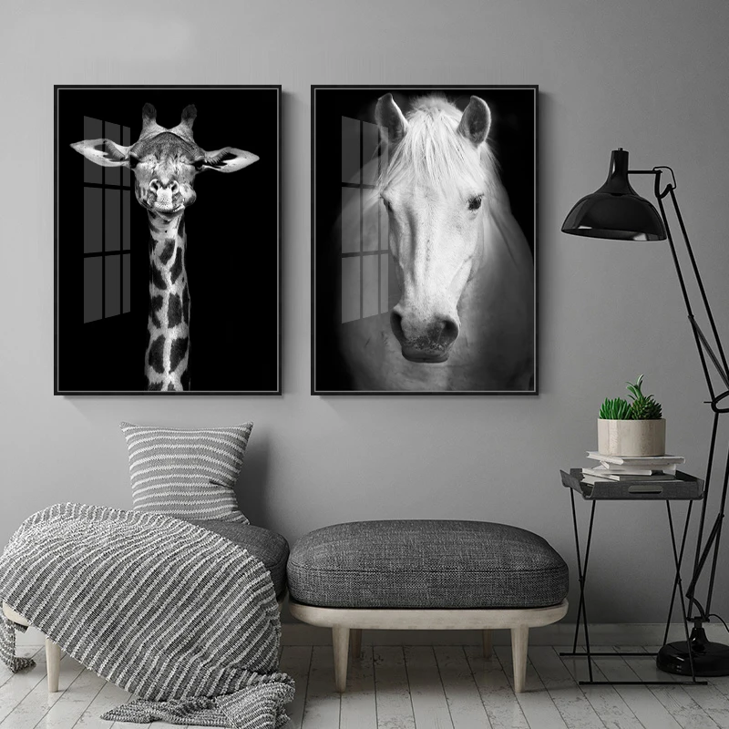 Животные лошадь слон олень Зебра Лев брезентовые плакаты и принты настенные