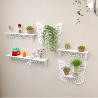 punch free butterfly flower stand organizer home hanging wall shelves shelf rack display storage rack ornament holder hanger
