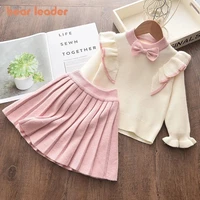 bear leader girls winter clothes set long sleeve sweater shirt skirt 2 pcs clothing suit bow baby outfits for kids girls clothes