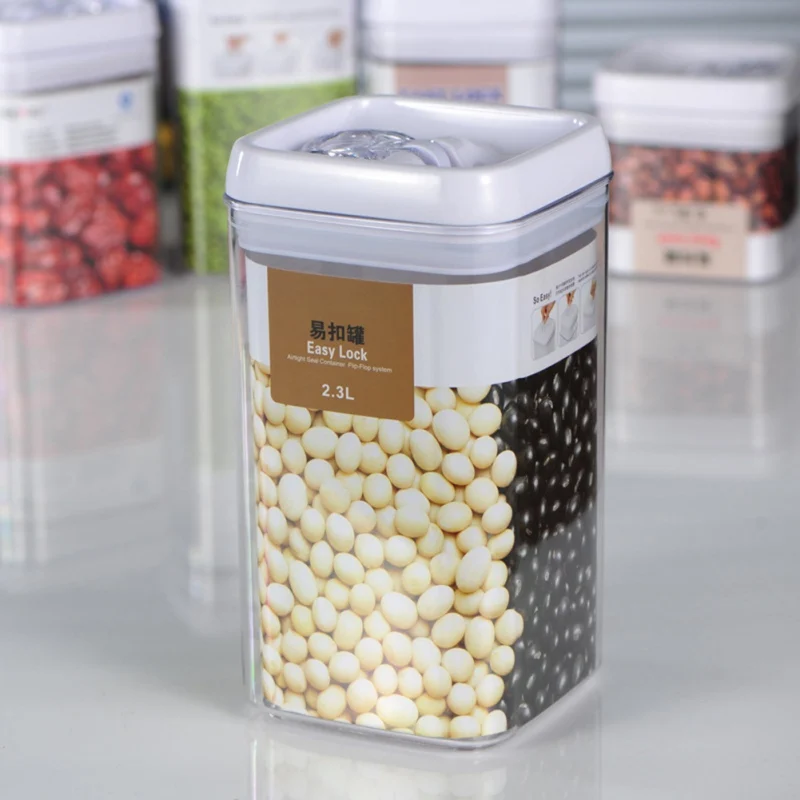 

Transparent Sealed Jars With Buckle Household Food Storage Cans Grain Sugar Nuts Kitchen Snack Sealed Jars
