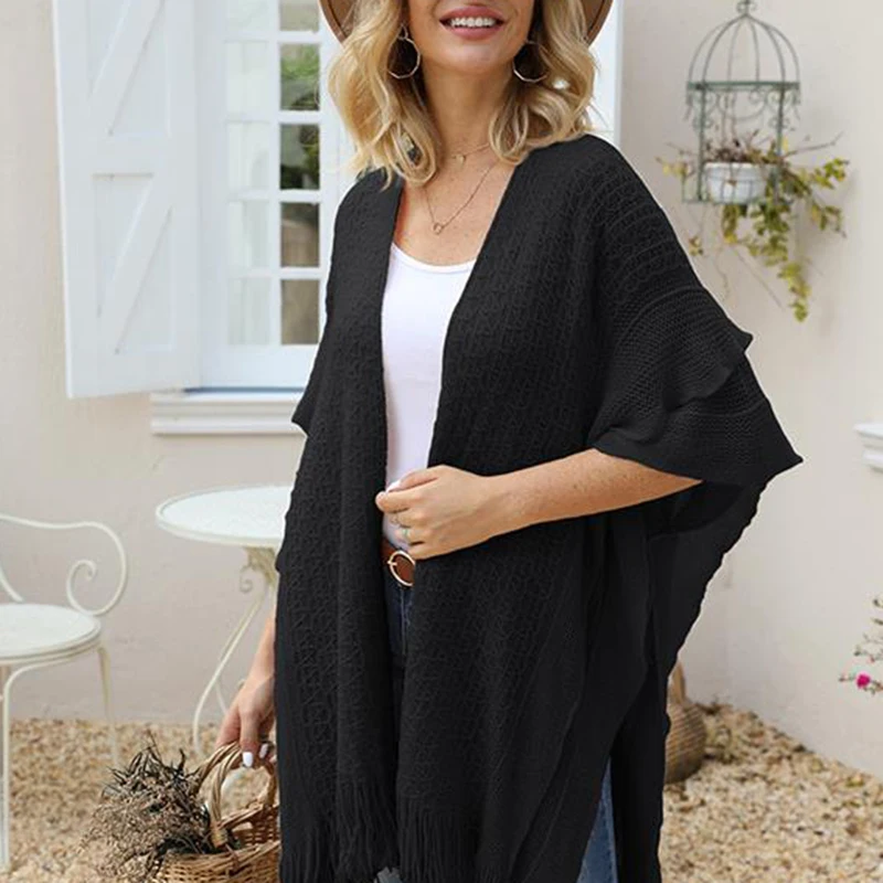 Свитер вязаный женский длинный кардиган новая теплая дешевая Женская куртка для