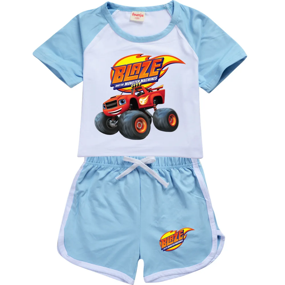 

Girls Boys Summer Clothing Set Blaze and The Monster Machines Kids Sports Tshirt+Pants 2piece set Baby Clothing outfits Pyjamas