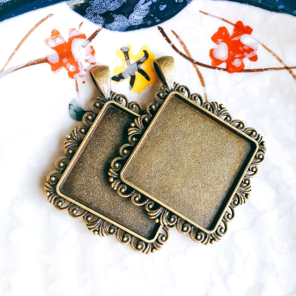 5 шт./лот 30 мм ожерелье с подвеской античная бронза серебро стекло Кабошон Пустые