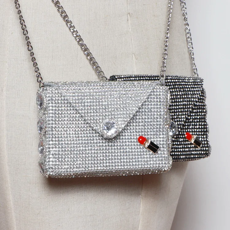 

DAEYOTEN Mini Messenger Bag Female 2020 New Rhinestone Lipstick Bag Small Fashionable Clear Purses Handbags Bulk Shoulder Bag