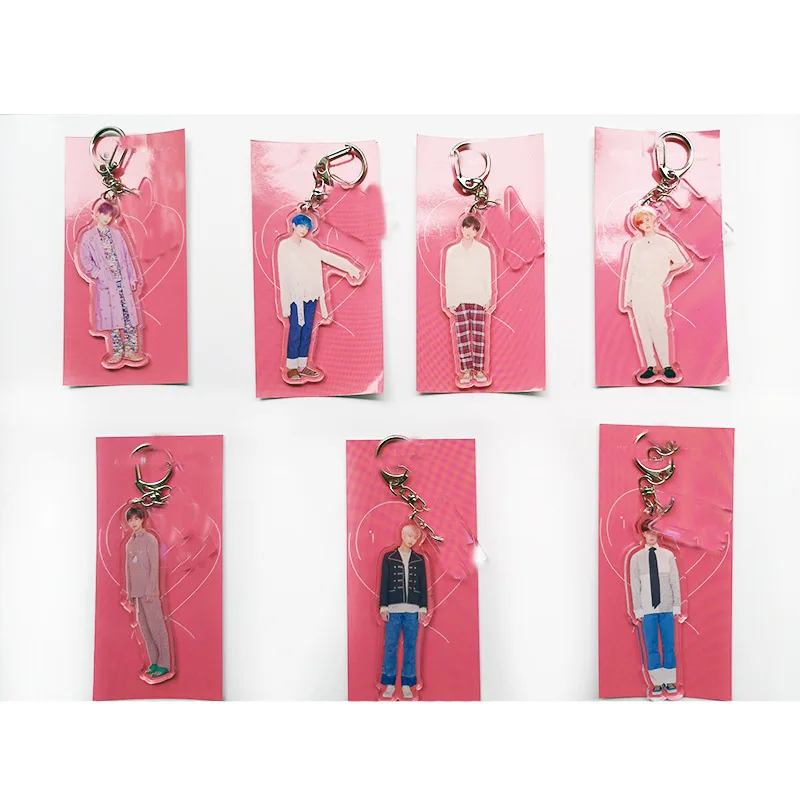 

Оптовая продажа, кольцо для ключей Kpop Bangtan Boys, прозрачный акриловый брелок для ключей, аксессуары, милый кулон, брелок для ключей, подарки