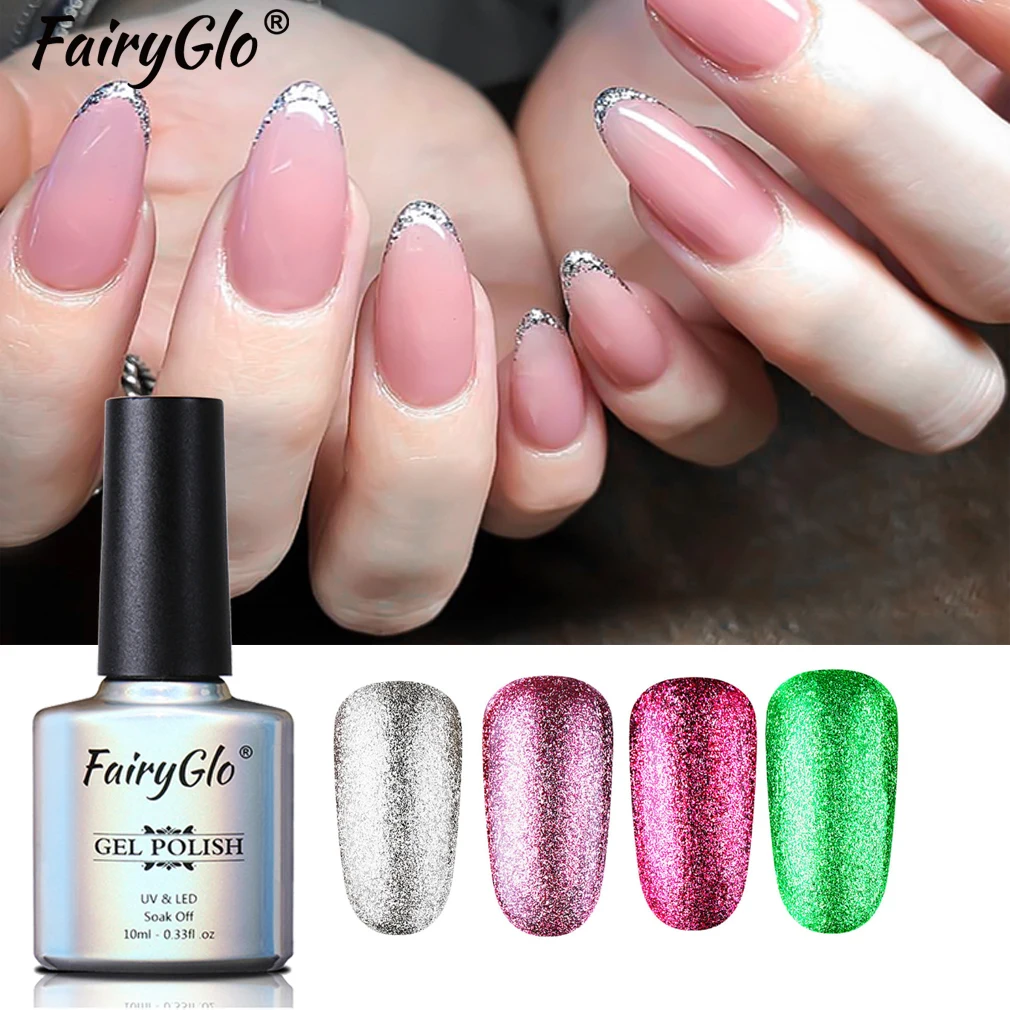 FairyGlo 10 мл Гель лак с блестками Гибридный для маникюра ногтей полустойкое к полу