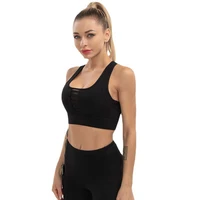 2021 new sports underwear fitness yoga wear vest womens mesh stitching beauty back sports bra anti vibration