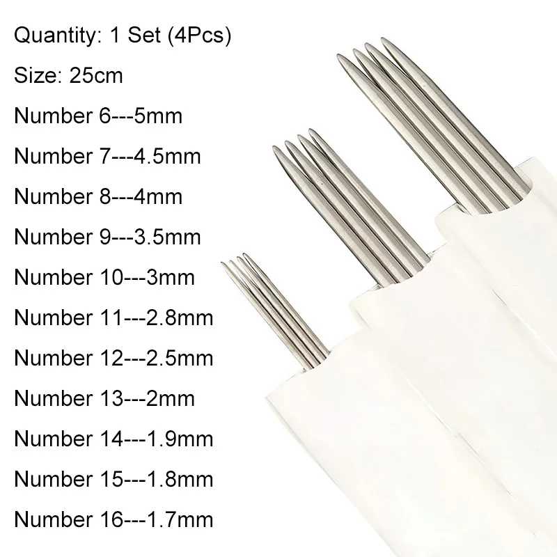 4Pcs/set 25cm Straight Knitting Needles Stainless Steel Crochet Hooks for DIY Sweater Weave Tools Sewing Accessories | Дом и сад