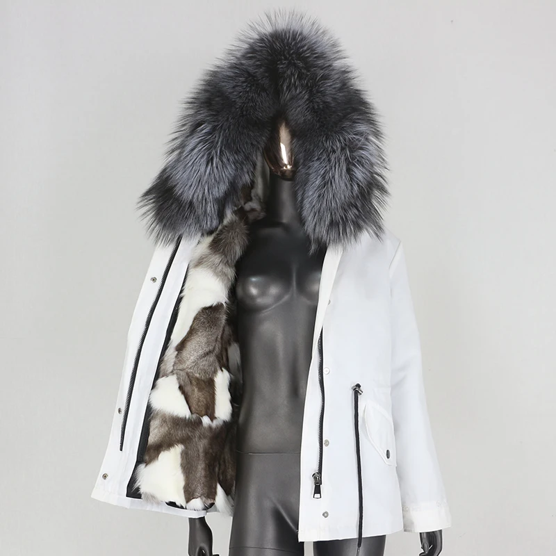 CXFS 2021 короткие Водонепроницаемый парка шуба из натурального Лисьего меха Зимняя