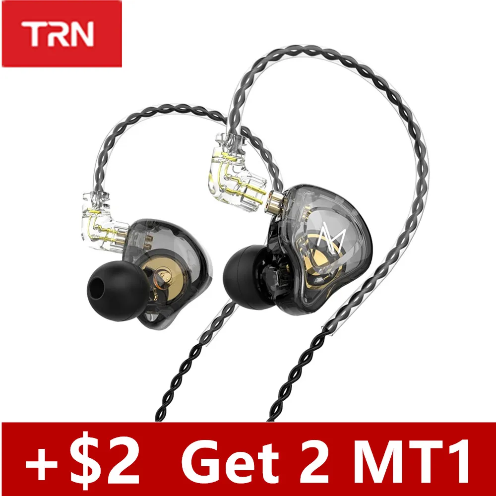 

Newest TRN MT1 In Ear Earphone Dynamic DJ Monitor IEM Earbud HIFI Sport Noise Cancelling Headsets TRN M10 TA1 ST1 V90s T300