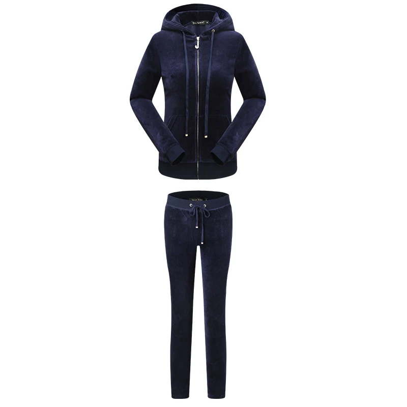 

JUICY Ladies casual two-piece 2021 spring and autumn fashion zipper hoodie comfortable velvet fabric jogging sportswear suit