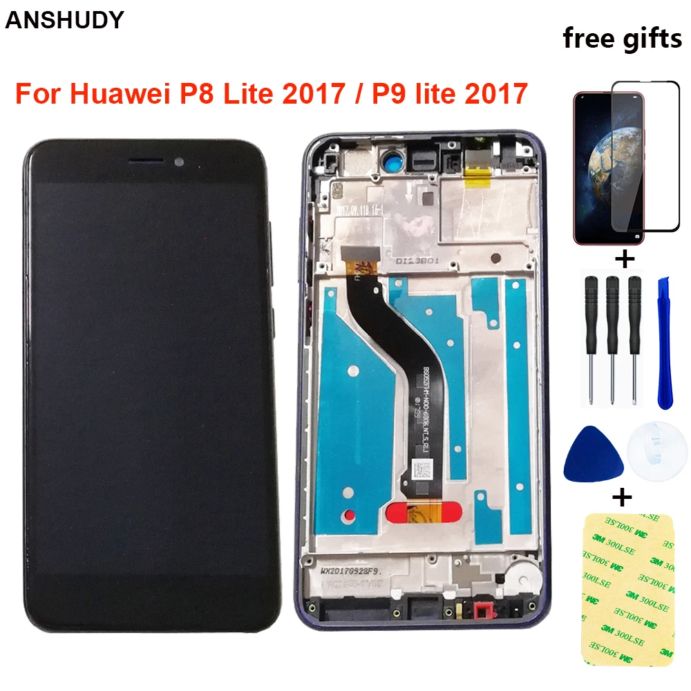 Для Huawei P8 Lite 2017 ЖК экран P9 lite дисплей PRA LA1 LX1 сенсорный дигитайзер рамка в