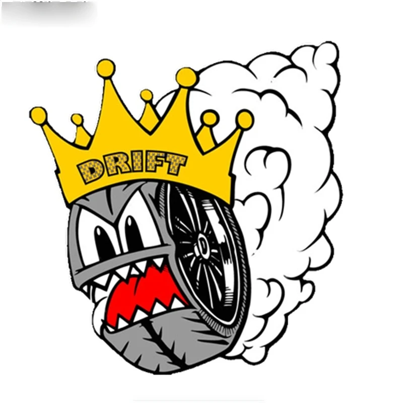 

Funny Fashion Drift CROWN Tire Smoke Dust Colorful Car Sticker Funny Auto Automobile Vinyl Material Car Stickers Kk14*13cm