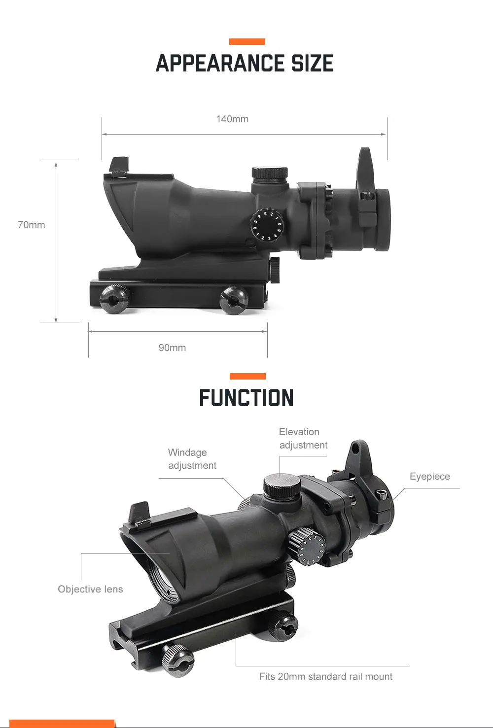LUGER охотничий Оптический Прицел ACOG 1X32 тактический Красный Зеленый точечный прицел с подсветкой прицел с 20 мм Рельсом для страйкбола пистолет