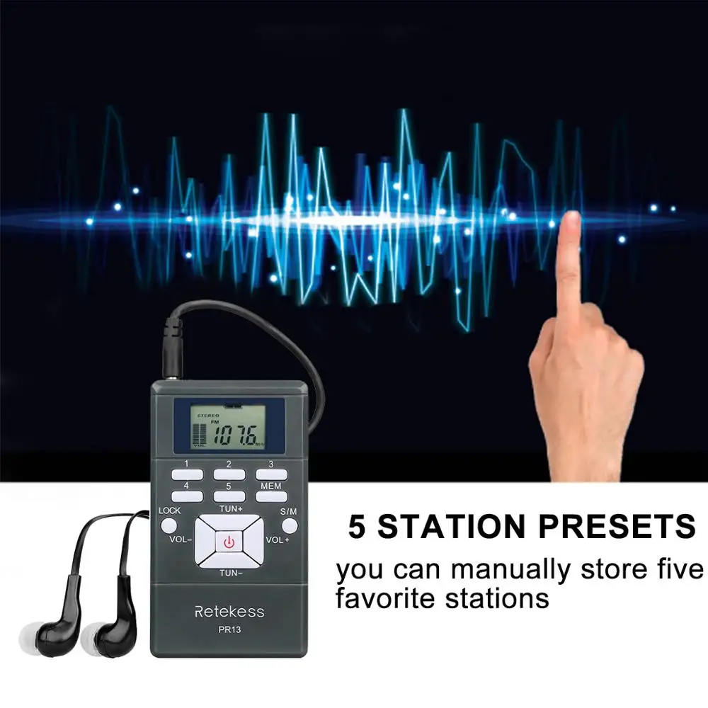10 шт. Retekess PR13 FM радио приемник карманное радио DSP радио портативный для больших встреч система синхронного перевода