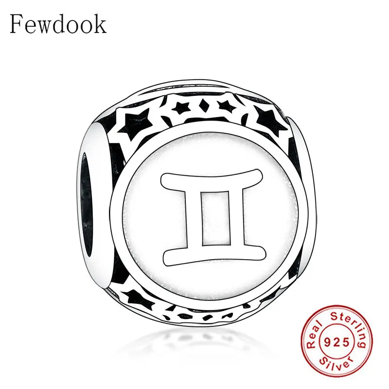925 Sterling Silver 12 Star Constellation Zodiac Scorpio Bead Fit Original Pan Charm Bracelet Necklace Women Making Berloque | Украшения и