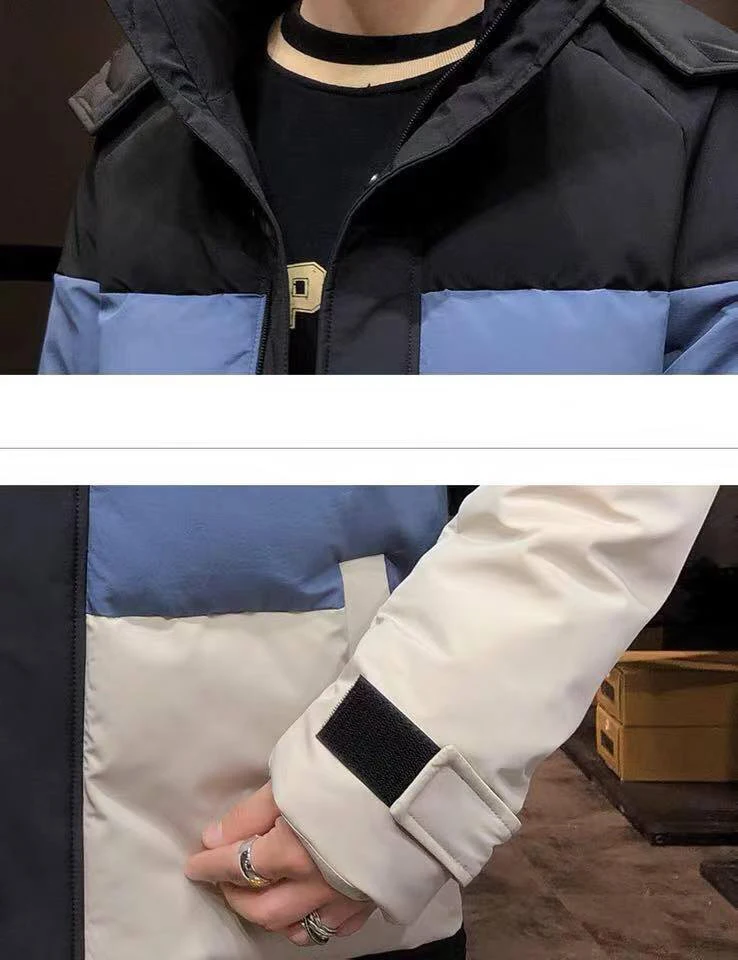 Warm Thick Jacket Men Winter Casual Solid Patchwork Hooded Parkas Coats Mens Outwear Jackets Windproof Windbreaker Big Pocket