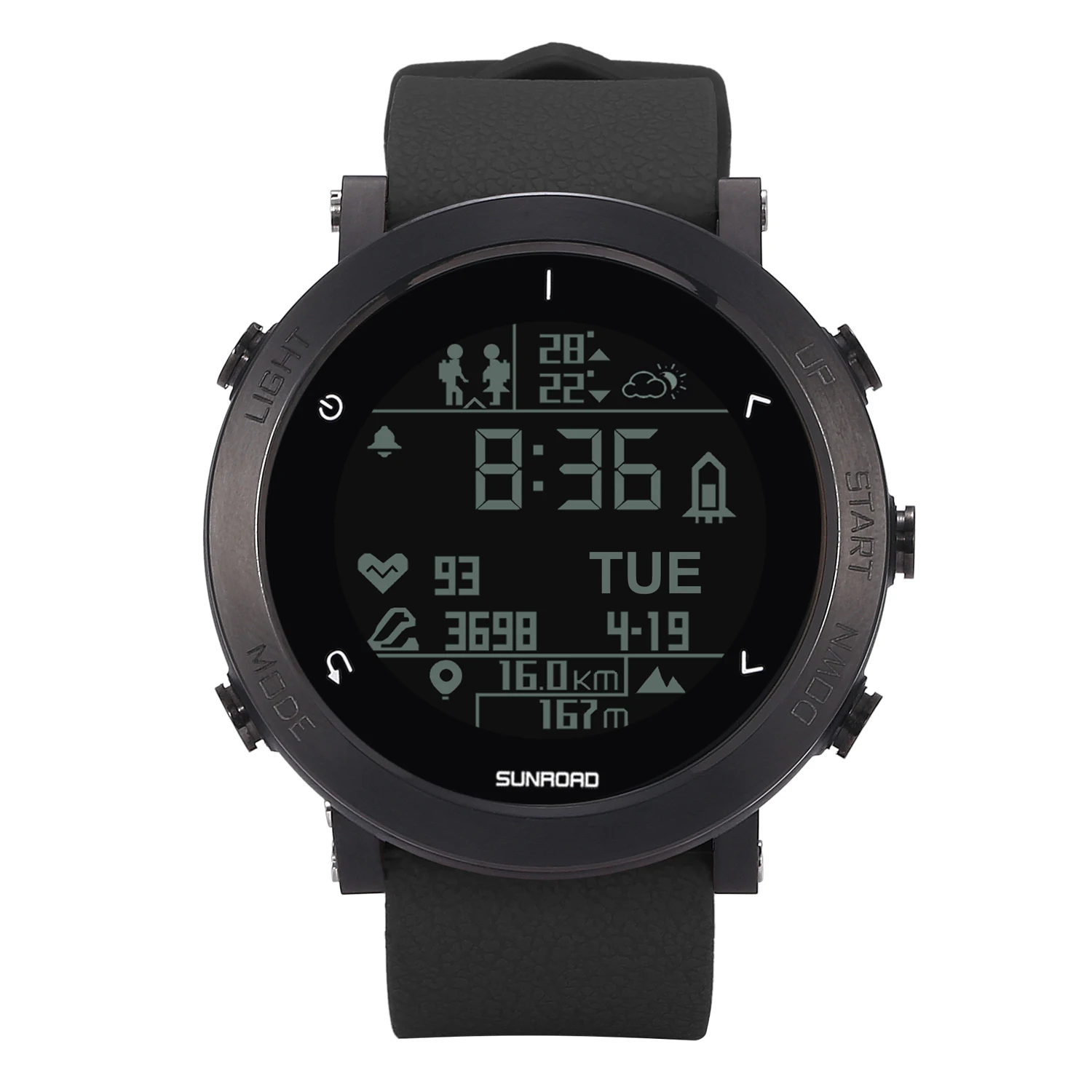 Sunroad GPS Sports men Watches Smart Digital Watches Heart Rate Swim Triathlon Altimeter Compass 5ATM Waterproof Fitness Track