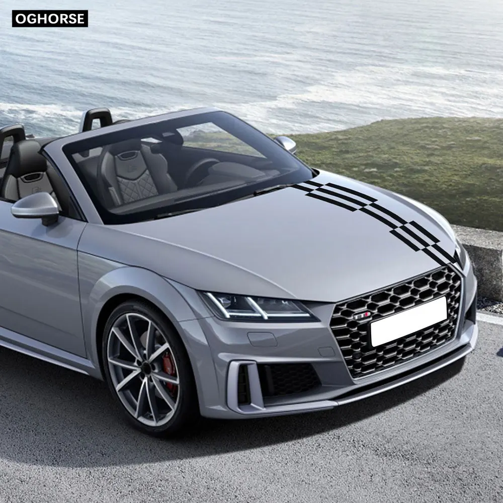 Наклейка на капот в полоску для Audi A4 B5 B6 B7 B8 B9 A3 8P 8V 8L A6 C6 C5 C7 A5 A1 8X A7 A8 Q5 Q7 Q3 Q1 TT
