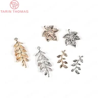 6pcs 24k gold color plated brass tree leaf leaves charms pendants diy jewelry findings earrings accessories wholesale