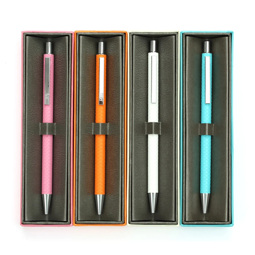 

1pcs Mechanical Pencil 0.5mm White Pink Blue Orange Fine Leather Feel Metal Pen Holder Suitable For Study And Office